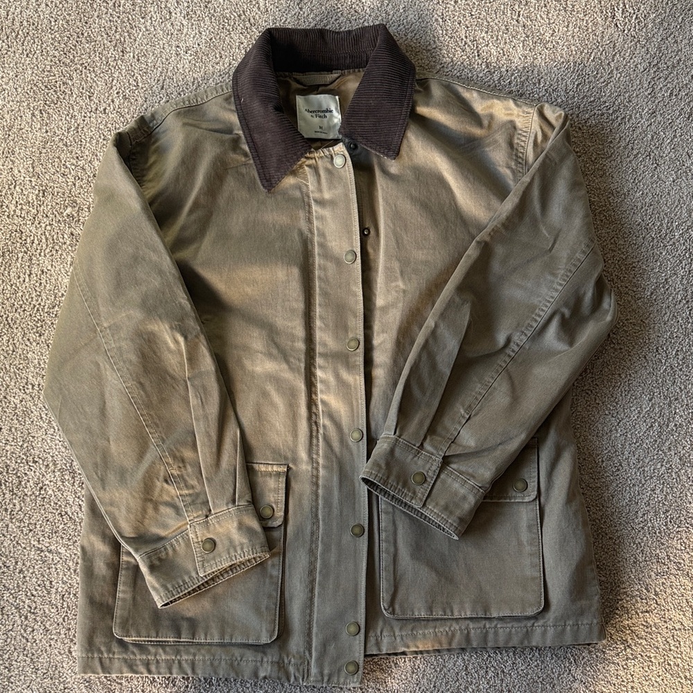 Abercrombie & Fitch Tan Jacket with Brown Collar